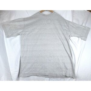 Basic Concepts Mens Large Gray Striped Short Sleeve Cotton T-Shirt Relaxed Fit